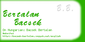 bertalan bacsek business card